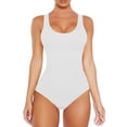thumbnail image 5 of WMTBSRSW Women's Seamless Shapewear Bodysuit Shaping Mid-Thigh Body Shaper Seamless U Neck Full Body Shaper with Open Crotch White X-Large, 5 of 6
