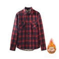 thumbnail image 2 of Lovzfmll Chemise-Veste à Carreaux pour Homme, Boutonnée à l'Avant, Doublée en Molleton, Détail de Poche, Rouge, G, 2 of 9