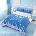 thumbnail image 2 of meiyoeat Blue Glitter Bow Monogram A Print Full Size Comforter Sets,Chic Ice Drip Initial Bedding Comforter Set For Girl,Colorful Stars Reversible,3-Piece,1 Comforter and 2 Pillowcases, 2 of 7