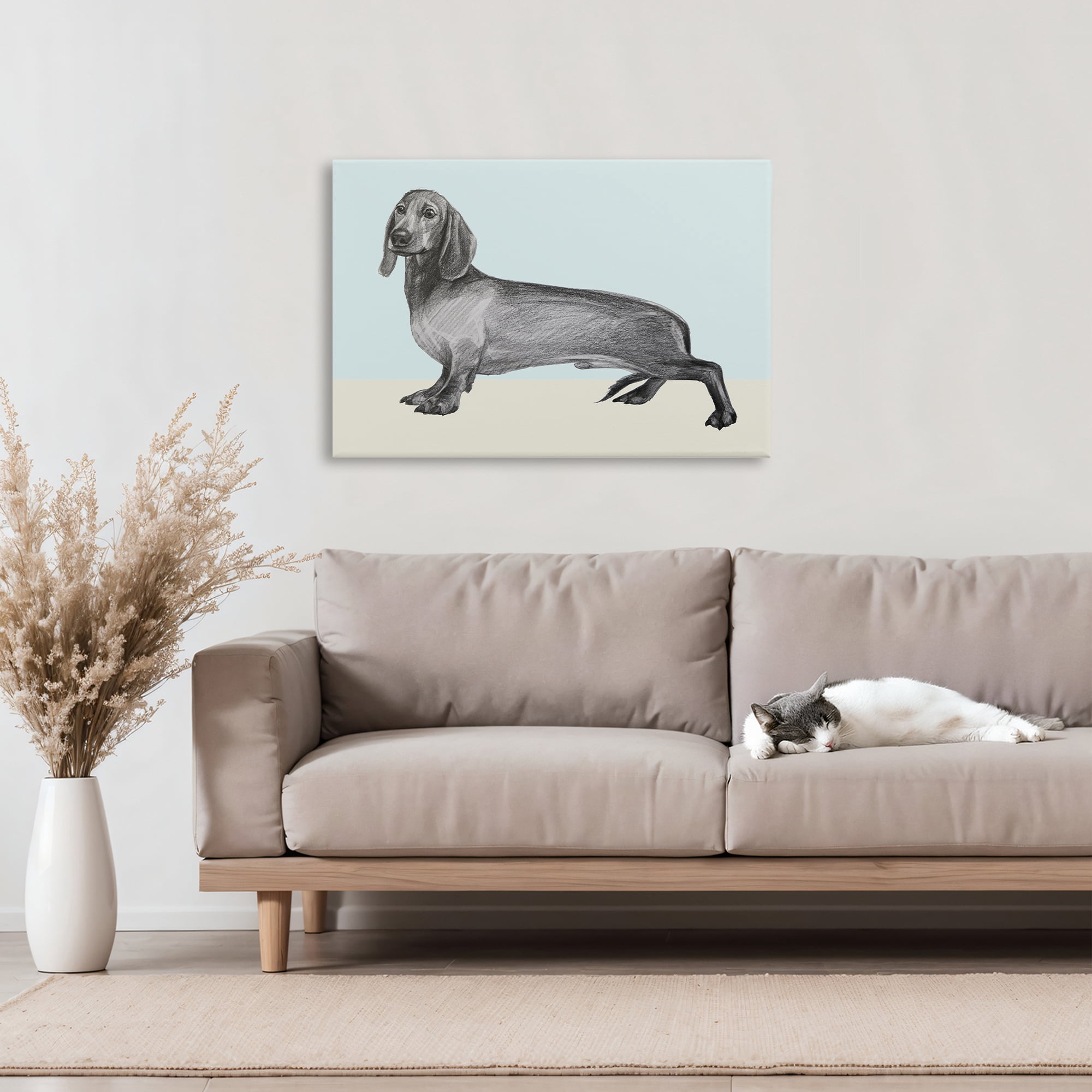Stupell Industries Sketched Dachshund on Blue Canvas Wall Art, design by Violeta Vollmer