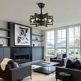 thumbnail image 3 of 18' Metal Caged Ceiling Fan with Light and Remote Control, Bella Depot 6-Speed Reversible Chandelier, 3 of 12
