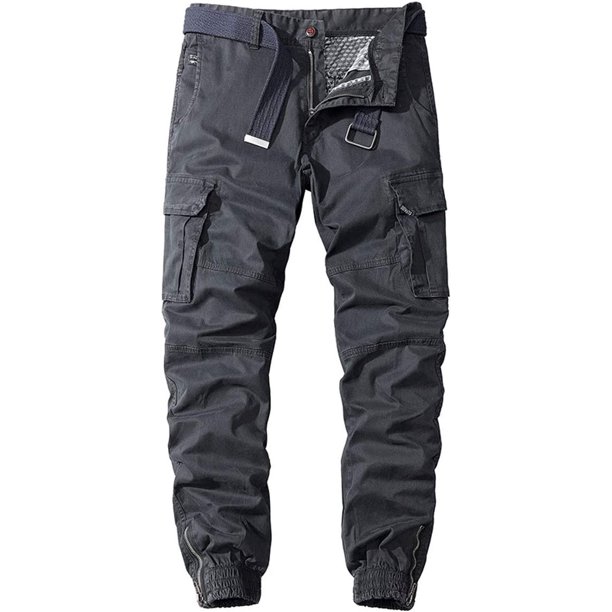 Pantalones cargo tácticos de sarga con cremallera al tobillo y múltiples bolsillos para trabajo al aire libre Gris 30 Gris 30 Xishao ropa