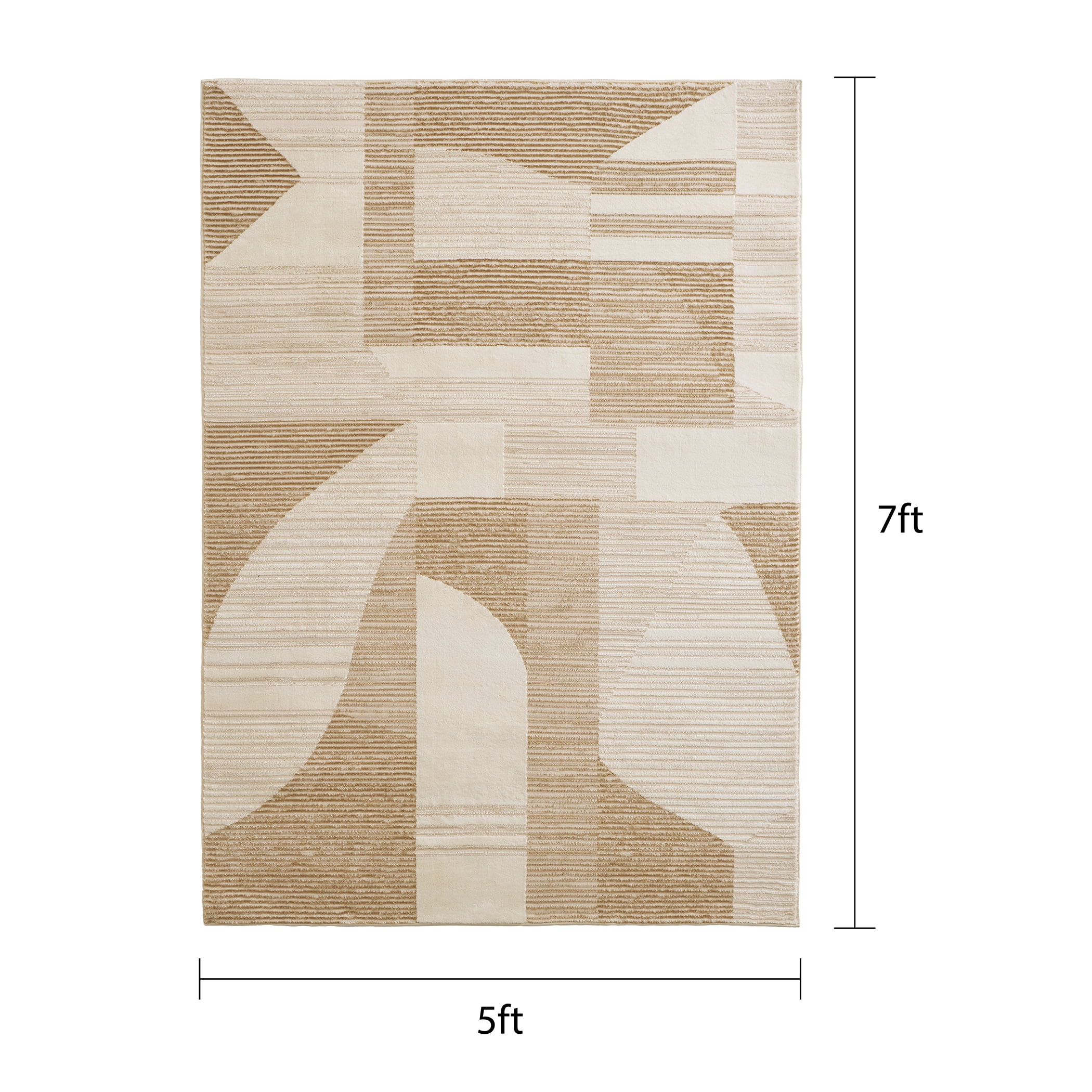 Better Homes & Gardens Neutral Modern Shapes Abstract Indoor Area Rug, 5'x7'