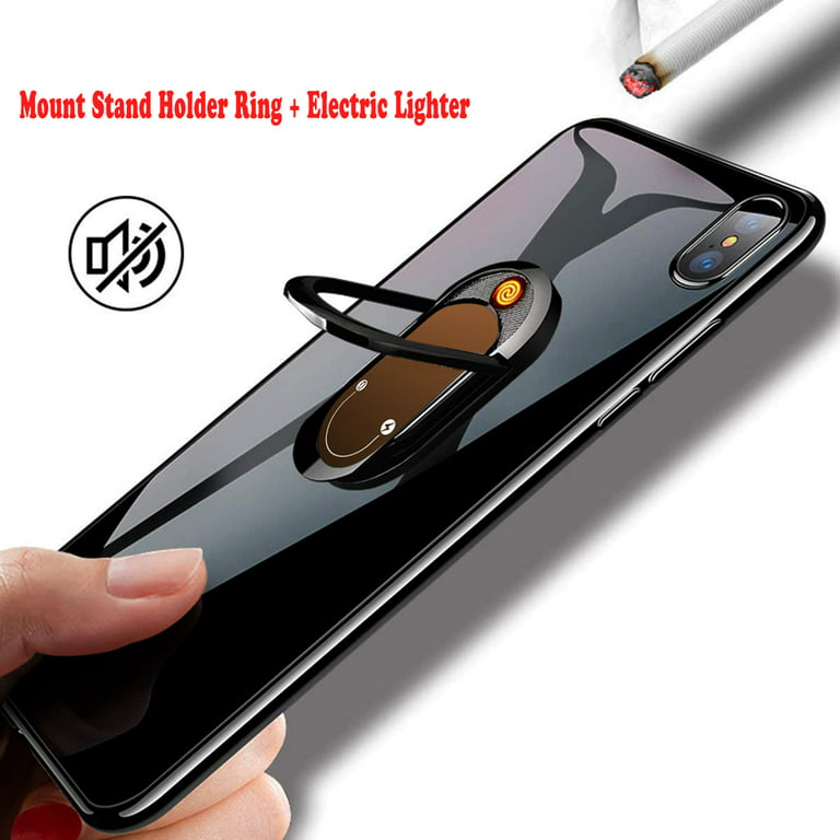 Universal USB Cigarette Lighter Mobile Phone Car Magnetic Holder Stand Auto Charger Ring Bracket - Brown