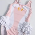 thumbnail image 3 of Little Toddler Girls Rash Guard One Piece Flamingo Swimsuit with Swim Cap, 3 of 5