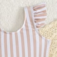 thumbnail image 6 of Girls Swim Dress Striped Ruffle One Piece Swimsuit Peplum Flutter Sleeve UPF 50+ Chlorine Resistant Khaki 4-7,Size 7 T, 6 of 9