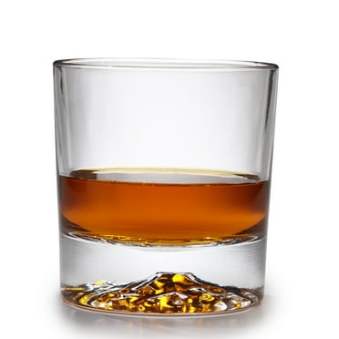 Globe On The Rocks Ice Tip Mountain Whiskey Glasses with a Heavy Base, Set of 4,8.8 Ounces