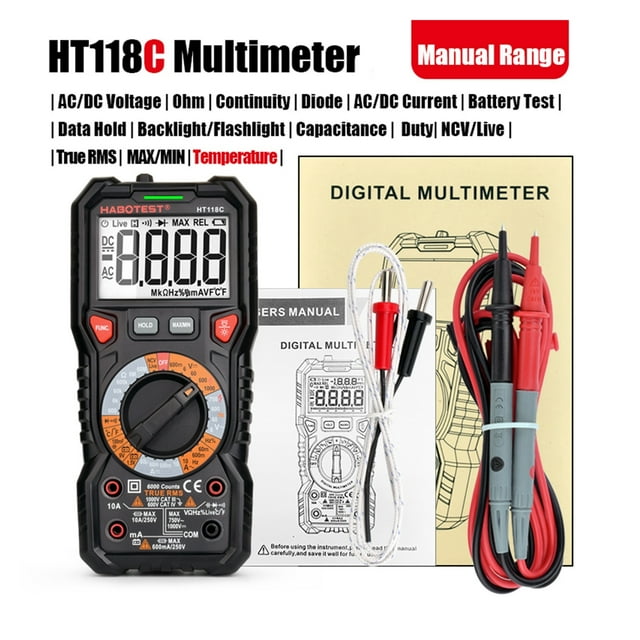 Professional Smart Multimeter Digital True RMS AC DC Voltmeter Ammeter Ohm Hz Capacitance Battery Tester DDM Multimetro Auto ,High Efficiency