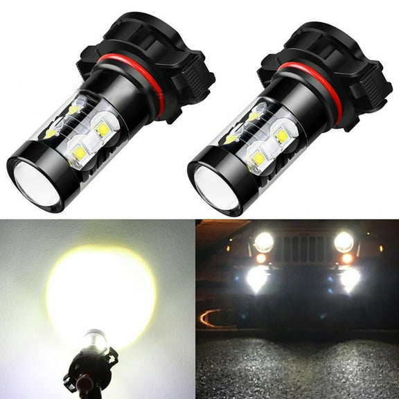 5202 H16 LED Fog Light Bulbs 6000K for 2007-2015 Silverado 1500 White 80W