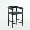 thumbnail image 3 of Modern Upholstered Bar Stools With Foam Filler Of 2, Dark Grey Boucle Fabric, Metal Frame & For Home, Kitchen Island, Dining Room, Cafe Armrest Chairs Fabric, 3 of 7
