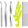 thumbnail image 2 of Tick Removal Tool Kit, Include 3 Pieces Plastic Removers, 3 Pieces Stainless Steel Tweezers With Comb For Dog And Cats, 2 of 5