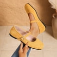 thumbnail image 5 of HTHLVMD Adjustable Buckle Strap Flats, Women's Comfort Dress Flats, Casual Suede Mary Janes, Women Classy Cute Bow-Knot Ballet Flats Round Toe Daily Cozy Comfort Slip On Flat Shoes, Yellow 5, 5 of 9