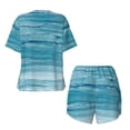 thumbnail image 5 of Picia Teal Turquoise Fluid Stripes Pajamas Sets for Women Soft Short-Sleeved Pjs with Lounge Shorts Two Piece Sleepwear-Medium, 5 of 9