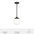 thumbnail image 7 of Hunter - Hepburn 1-light Matte Black, Medium Size Pendant Light, Dimmable, Modern Style, Globe Shaped, for Bedrooms, Dining, Living Rooms - 19871, 7 of 7