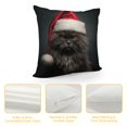 thumbnail image 4 of Nawypu  Christmas Pillow Cover  Cat with Hat Meowy Xmas Throw Pillow Winter Holiday Decorations Farmhouse Rustic Cushion Cover for Bed Chair Sofa Couch Rectangle, 4 of 5