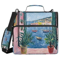 FORMRS Zipper Binder with Shoulder Strap 1.5-inch Ring 500 Sheet Capacity File Bag, Pink Window