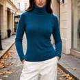 thumbnail image 2 of Sweaters for Women Raglan Long Sleeve Slim Fit Knit Layering Turtleneck Sweater,Basic Solid Color Soft Warm Pullover Top for Daily Casual Wear, 2 of 8