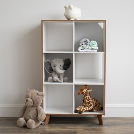 Humble Crew Morgan 6 Cube Toy Storage Mid-Century Organizer, Wood/White