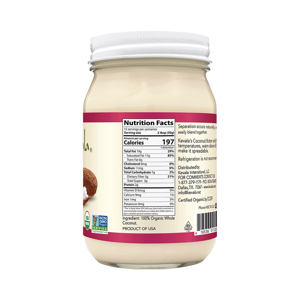 Kevala Organic Coconut Butter – Raw, Cold-Pressed Spread & Cream Alternative for Baking, Desserts & Toast 16 oz (3 pack)