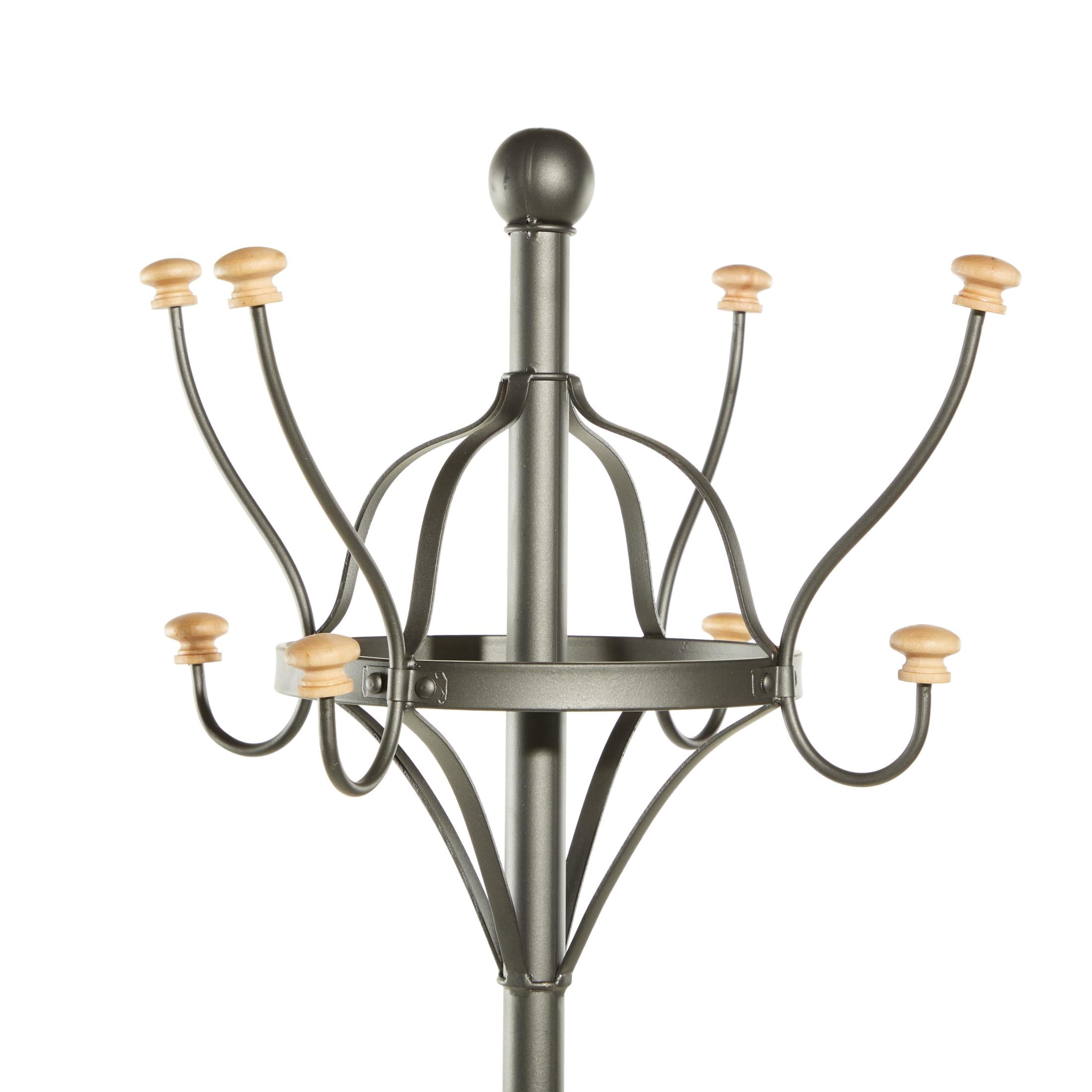 DecMode 19" x 77" Black Metal Coat Rack, 1-Piece