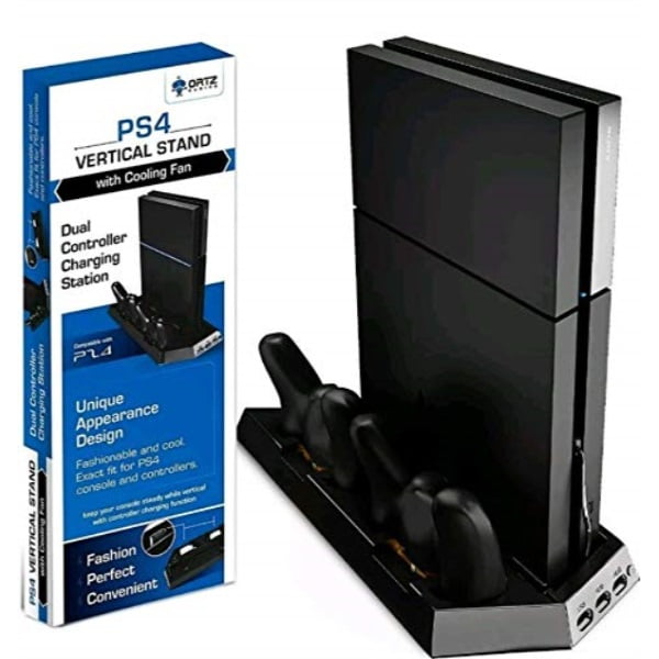 Ortz Vertical Stand with Fan [Keeps System Playstation Controller Charging Station with Dual Charger [NOT for PRO or Slim] Walmart.com