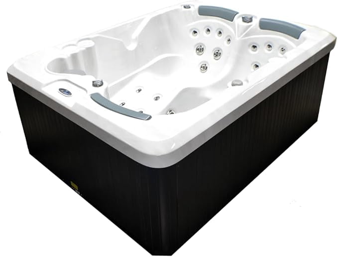 Home & Garden HG38 3-Person Hot Tub with 38 Therapy Jets and Digital Controls – Sterling or White Acrylic Interior and Mocha Exterior Cabinet - Ideal for Backyard Relaxation and Hydrotherapy