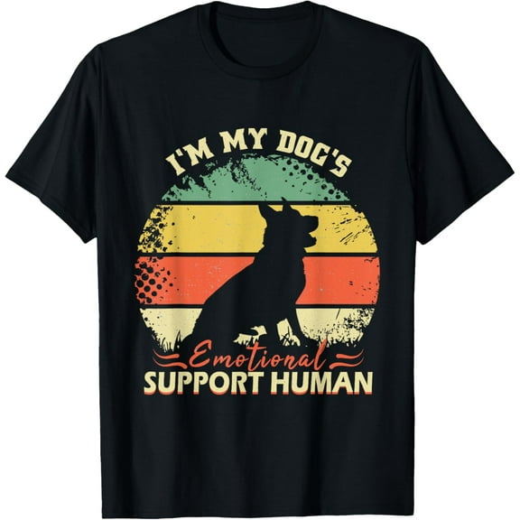 Funny I'm My dog's Emotional Support Human Vintage Dog Lover T-ShirtMen's and women's gift, black and white T-shirt, size: Extra large S-4XL
