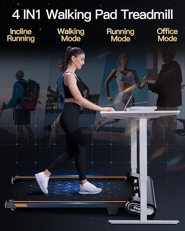 Akluer 13% 6-Level Walking Pad with Auto Incline - Treadmill with Auto Incline and Remote Control, 330Lbs Capacity Portable Under Desk Treadmill for Home Office, LED Display
