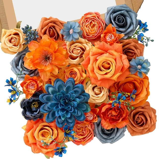 Flores Artificiales Serwalin Otoño Naranja Seda con Tallo