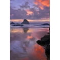 thumbnail image 2 of Terrill, Steve 17x24 Black Ornate Wood Framed with Double Matting Museum Art Print Titled - Oregon, Oceanside Sunset on beach and sea stacks, 2 of 4