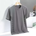 thumbnail image 5 of GEWSEY Ice Silk Workout Shirts for Men Quick Dry Athletic T-Shirts Short Sleeve Crewneck Tops Summer Gym Running Blouses (Grey, 5XL), 5 of 8