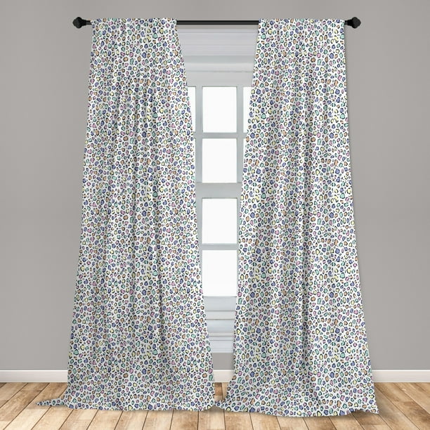 Leopard Print Curtains 2 Panels Set, Modernized Animal Skin Elements in  Pastel Memphis Style Colors Pattern Print, Window Drapes for Living Room  Bedroom, 56