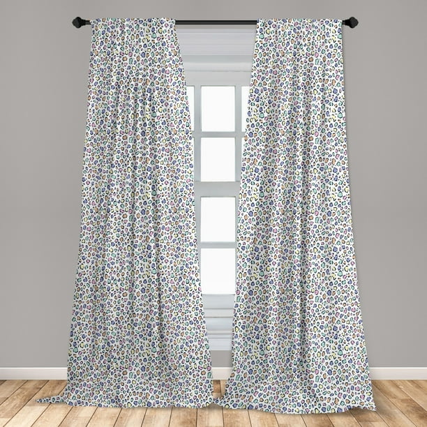 Leopard Print Curtains 2 Panels Set, Modernized Animal Skin Elements in Pastel Memphis Style Colors Pattern Print, Window Drapes for Living Room Bedroom, 56 Leopard Print Curtains 2 Panels Set, Modernized Animal Skin Elements in Pastel Memphis Style Colors Pattern Print, Window Drapes for Living Room Bedroom, 56