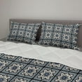 thumbnail image 2 of Moroccan Comforter & Sham Bedding Set, Floral Inspired Oriental Damask Illustration, 3 pcs Duvet Set Microfiber Filling Quilt, 5 Sizes, Eggshell Night Blue, by Ambesonne, 2 of 4