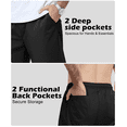 thumbnail image 5 of Men's Casual Work Shorts, Classic Fit 4-Pocket Outdoor Summer Beach Drawstring Black 36W, 5 of 6