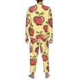 thumbnail image 5 of Bingfone Men'S Pajama Set 2 Piece Loungewear Pjs, Long Sleeve With Pajama Pants-Apple, 5 of 9