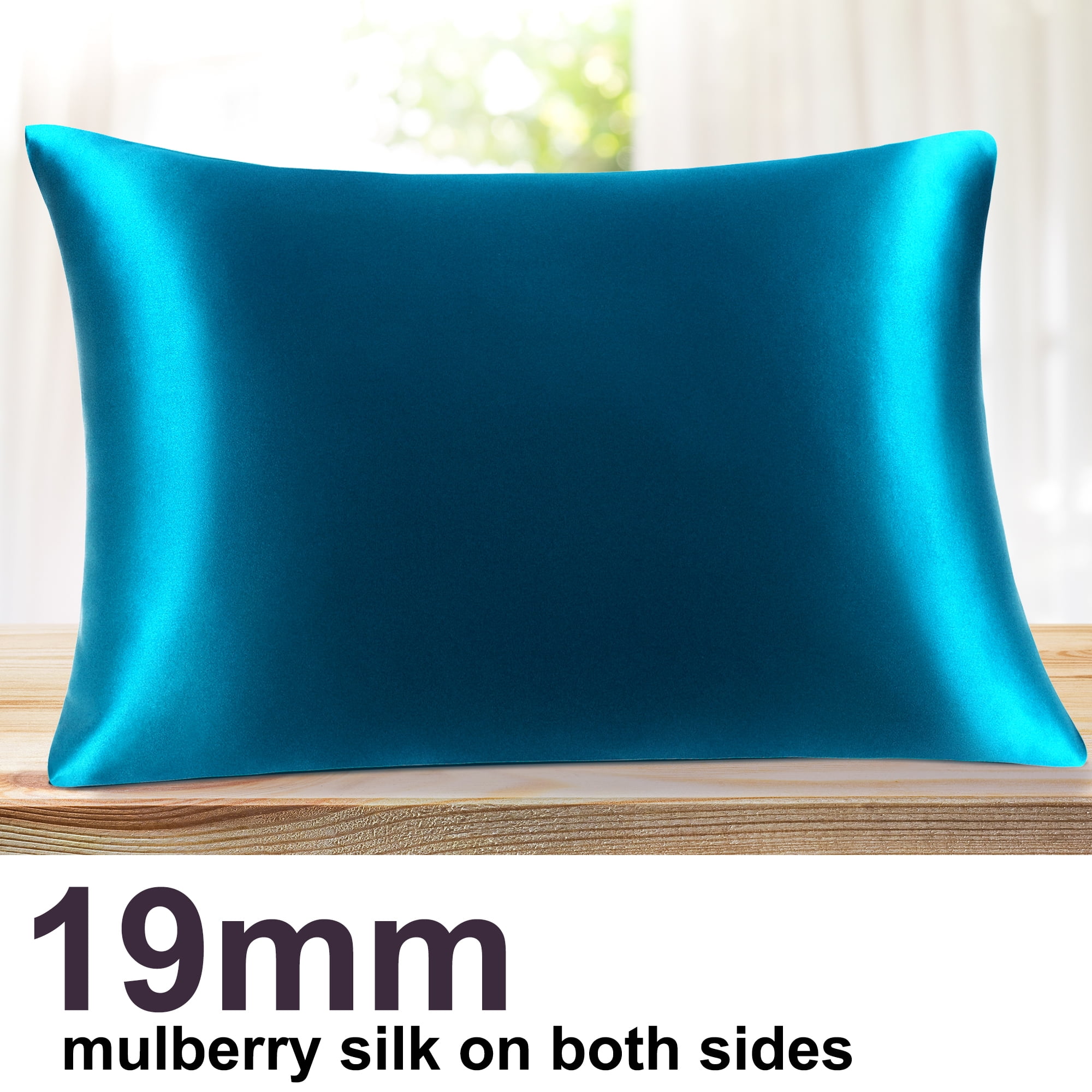 Unique Bargains 19 Momme Silk Pillowcase Envelope Closure Peacock Blue Standard