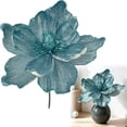 thumbnail image 2 of Torqee Artificial Poinsettia Flowers,Christmas Fake Floral Stems with Velvet Petals,Red Berry Winter Holiday Wedding Home Decor,Blue,12.6x8.7in, 2 of 5