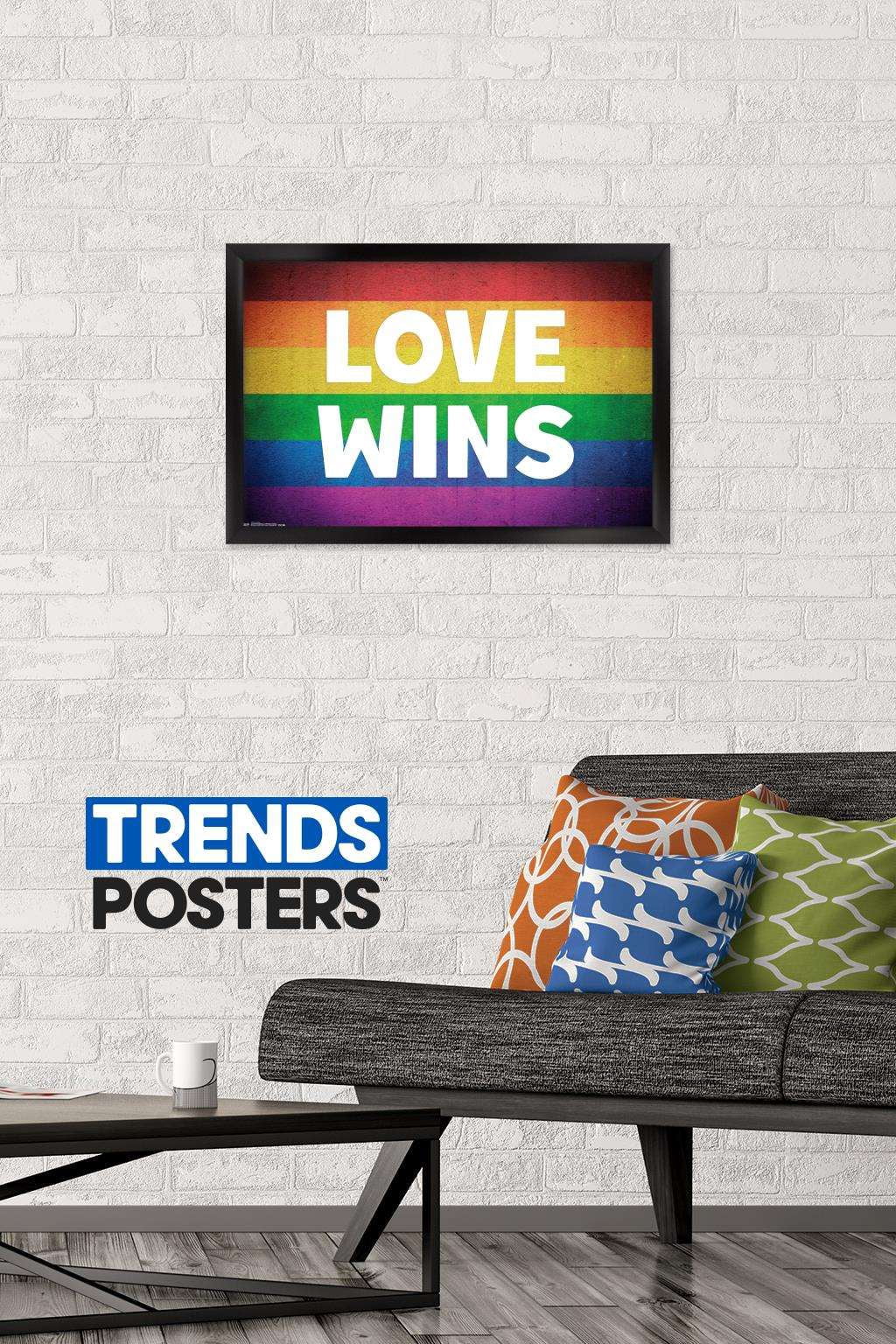 Love Wins Wall Poster, 14.725" x 22.375", Framed