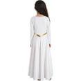 thumbnail image 6 of Zaldita Girls Metallic Cross Liturgical Praise Dance Dress Ballet Lyrical Dancewear Color Block Full Length Robe Worship White 14, 6 of 7