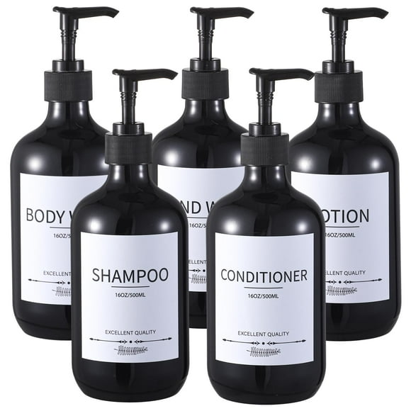 Botellas dispensadoras de champú Mithrgrous, 500 ml (paquete de 5), color negro
