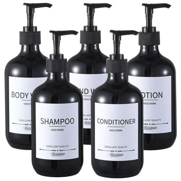 Botellas dispensadoras de champú Mithrgrous, 500 ml (paquete de 5), color negro