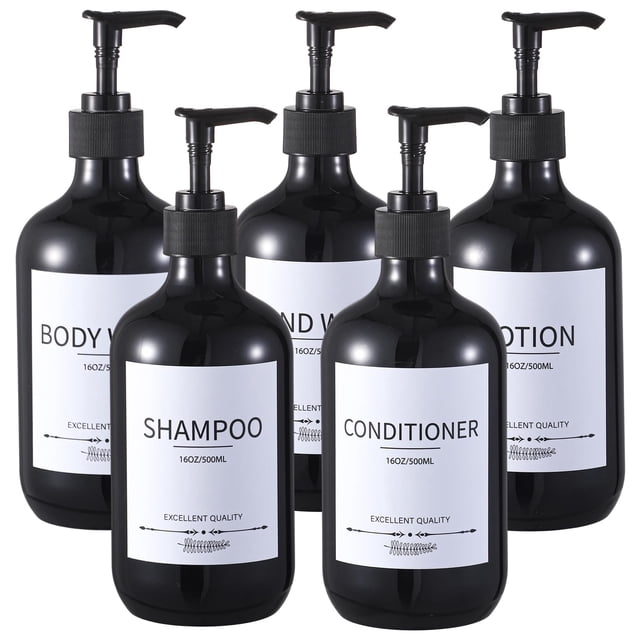 Botellas dispensadoras de champú Mithrgrous, 500 ml (paquete de 5), color negro
