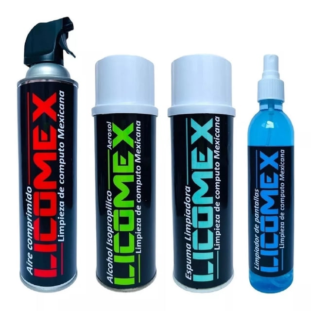 Aire Comprimido Espuma Alcohol Limpiador Pantallas Licomex Kit De Limpieza 4 Pz