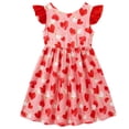 thumbnail image 5 of Lanbubble Toddler Girl Dresses Back Bowknot Sweet Heart Ruffled Sleeve Dress Casual Sundress 4-5 Years, 5 of 9