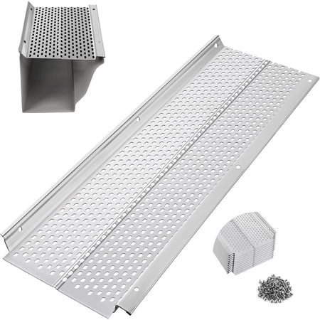 Gutter Guard, 5 inch Aluminum Gutter Guards, 10Pack-40ft, DIY Leaf Guards Protection for Gutters, 5" Rain Gutter Screen for Downspouts & Roof, Prevents Clogs & Debris, with Screws