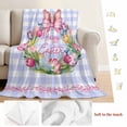 thumbnail image 5 of Happy Easter Blanket Soft Cozy Warm Throw Blanket for Couch, Plush Fuzzy Flannel Fleece Blankets for Sofa, Rabbits Bows Spring Tulips Eggs Purple Plaid Bed Blankets Lightweight Gifts for Men, 50"x80", 5 of 9