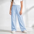 thumbnail image 4 of NAISIBABY Girls Cargo Pants, Elastic Waist Lightweight Straight Leg Kids Casual Trendy Hiking Outdoor Pants Blue Size 6, 4 of 5