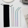 thumbnail image 2 of 5-Piece Colorful Stainless Steel Straw Set for Coffee Tea Juice Bar Drinks Eco-Friendly Metal Drinking Utensils, 2 of 3