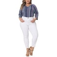 thumbnail image 2 of Agnes Orinda Women's Plus Size Tops V Neck 3/4 Sleeve Knit Tee Shirt Stripe Boho Blouses 2X Navy Blue, 2 of 5